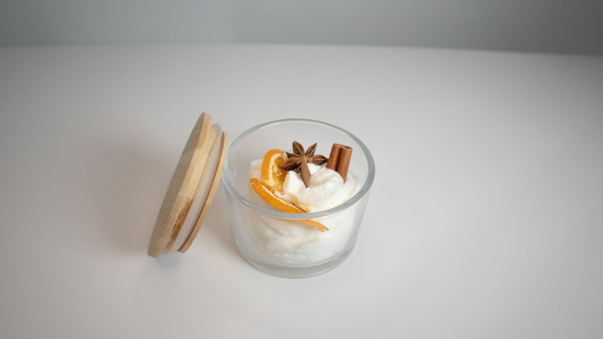 Whipped Soy Wax Candle Jar – Sweet Orange & Ceylon Cinnamon with Dried Orange, Cinnamon Stick & Star Anise (6 oz) - Candles Co.