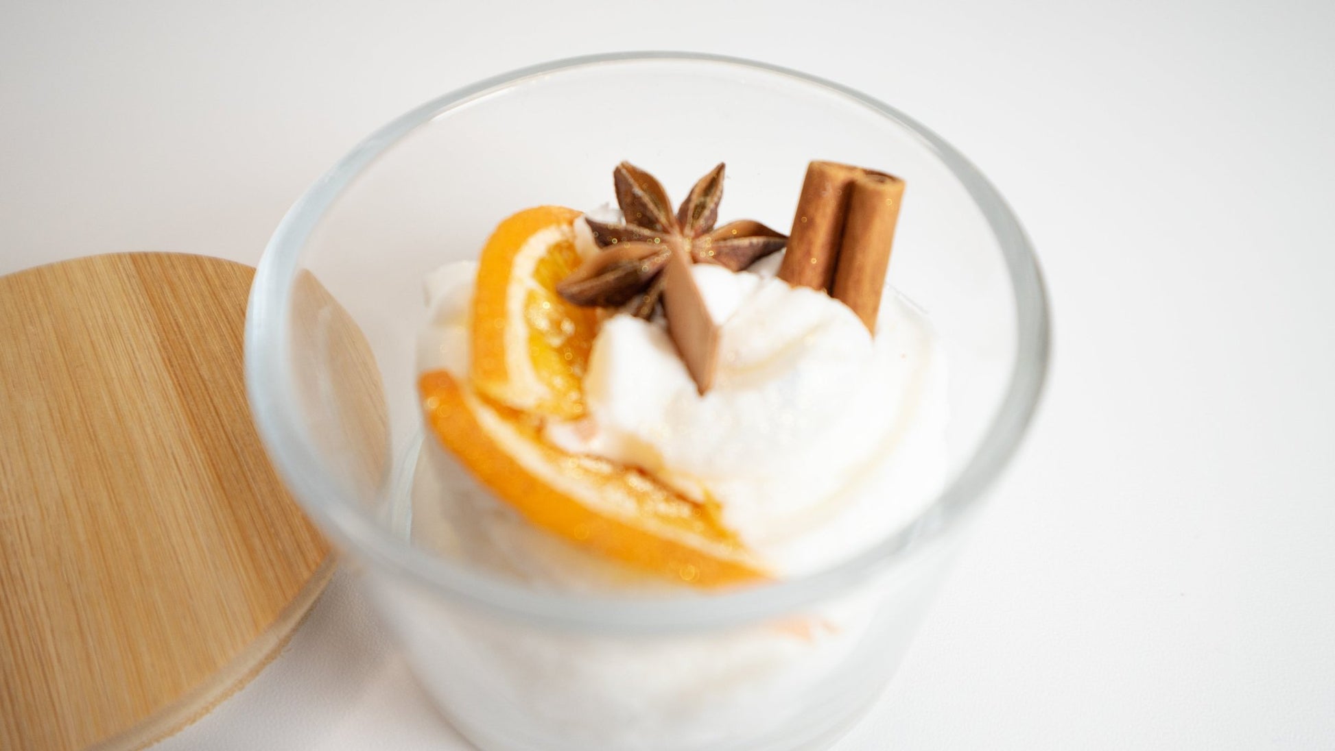 Whipped Soy Wax Candle Jar – Sweet Orange & Ceylon Cinnamon with Dried Orange, Cinnamon Stick & Star Anise (6 oz) - Candles Co.